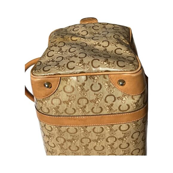 Celine Vintage Macadam Canvas Boston Bag Brown Leather Trim Made In Italy - Picture 16 of 16